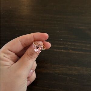 Gold Ring, pink gem stone size 8